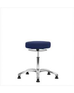 Neta ECOM Fabric Desk Height Stool - Chrome Base, Glides, Navy Fabric