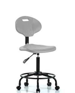 Neta ECOM Polyurethane Chair Round Tube Base - Medium Bench Height with Seat Tilt & Casters in Gray Polyurethane