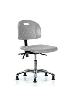 Neta ECOM Newport Industrial Polyurethane Chair Chrome - Desk Height with Seat Tilt & Stationary Glides in Gray Polyurethane