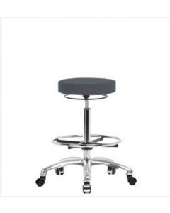 Neta ECOM Vinyl High Bench Height Stool - Chrome Base Chrome Foot