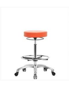 Neta ECOM Vinyl High Bench Height Stool - Chrome Base Chrome Foot