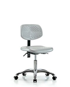 Neta ECOM Polyurethane Chair Chrome - Desk Height with Seat Tilt & Casters in Gray Polyurethane