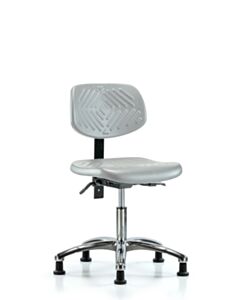 Neta ECOM Polyurethane Chair Chrome - Desk Height with Seat Tilt & Stationary Glides in Gray Polyurethane