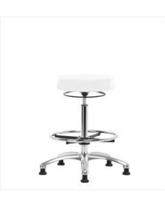 Neta ECOM Vinyl High Bench Height Stool - Chrome Base Chrome Foot