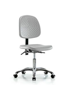 Neta ECOM Polyurethane Chair Chrome - Desk Height with Medium Back, Seat Tilt, & Casters in Gray Polyurethane