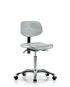Neta ECOM Polyurethane Chair Chrome - Medium Bench Height with Seat Tilt & Casters in Gray Polyurethane