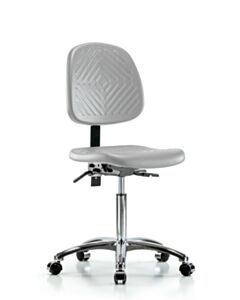 Neta ECOM Polyurethane Chair Chrome - Medium Bench Height with Medium Back, Seat Tilt, & Casters in Gray Polyurethane