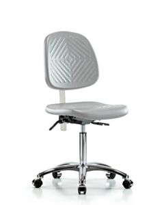 Neta ECOM Class 10 Polyurethane Clean Room Chair - Medium Bench Height with Medium Back & Casters in Gray Polyurethane