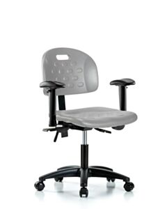 Neta ECOM Newport Industrial Polyurethane Chair - Desk Height with Seat Tilt, Adjustable Arms, & Casters in Gray Polyurethane