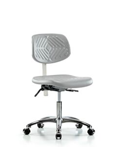 Neta ECOM Class 100 Polyurethane Clean Room Chair - Desk Height with Seat Tilt & Casters in Gray Polyurethane