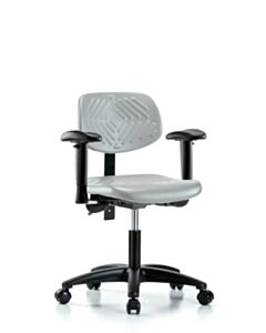 Neta ECOM Polyurethane Chair - Desk Height with Seat Tilt, Adjustable Arms, & Casters in Gray Polyurethane