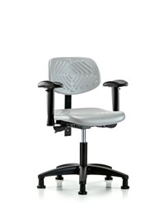 Neta ECOM Polyurethane Chair - Desk Height with Seat Tilt, Adjustable Arms, & Stationary Glides in Gray Polyurethane