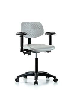 Neta ECOM Polyurethane Chair - Medium Bench Height with Seat Tilt, Adjustable Arms, & Casters in Gray Polyurethane