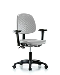 Neta ECOM Polyurethane Chair - Desk Height with Medium Back, Seat Tilt, Adjustable Arms, & Casters in Gray Polyurethane