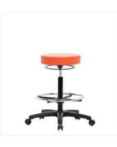 Neta ECOM Vinyl High Bench Height Stool - Nylon Base, Chrome Foot