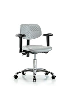 Neta ECOM Polyurethane Chair Chrome - Desk Height with Seat Tilt, Adjustable Arms, & Casters in Gray Polyurethane