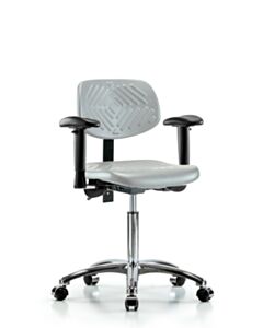 Neta ECOM Polyurethane Chair Chrome - Medium Bench Height with Seat Tilt, Adjustable Arms, & Casters in Gray Polyurethane