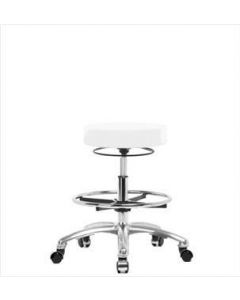 Neta ECOM Vinyl Medium Bench Height Stool - Chrome Base Chrome Foot