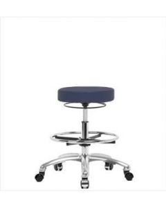 Neta ECOM Vinyl Medium Bench Height Stool - Chrome Base Chrome Foot