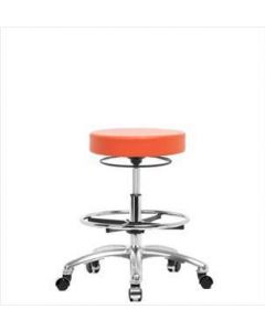 Neta ECOM Vinyl Medium Bench Height Stool - Chrome Base Chrome Foot