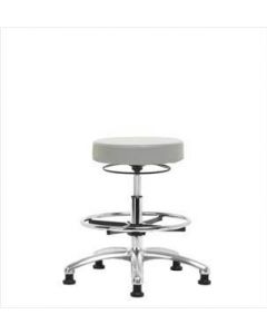 Neta ECOM Vinyl Medium Bench Height Stool - Chrome Base Chrome Foot