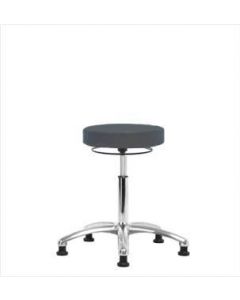 Neta ECOM Vinyl Medium Bench Height Stool - Chrome Base, Glides, Charcoal