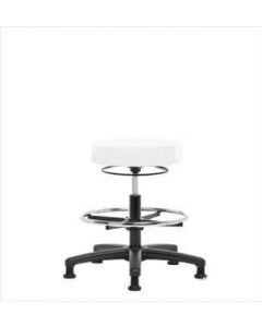 Neta ECOM Vinyl Medium Bench Height Stool - Nylon Base, Chrome Foot