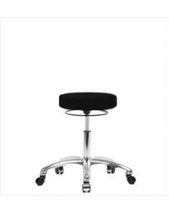 Neta ECOM Vinyl Desk Height Stool - Chrome Base, Chrome Casters Black