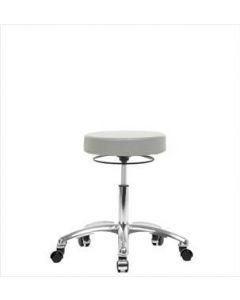 Neta ECOM Vinyl Desk Height Stool - Chrome Base, Chrome Casters Dove