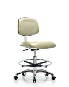 Neta ECOM Clean Room Vinyl Medium Bench Height Chair - Chrome Base