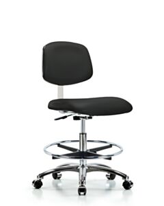 Neta ECOM Clean Room Vinyl Medium Bench Height Chair - Chrome Base