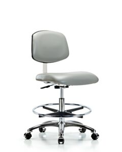 Neta ECOM Clean Room Vinyl Medium Bench Height Chair - Chrome Base