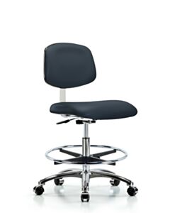 Neta ECOM Clean Room Vinyl Medium Bench Height Chair - Chrome Base
