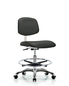 Neta ECOM Clean Room Vinyl Medium Bench Height Chair - Chrome Base