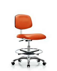 Neta ECOM Clean Room Vinyl Medium Bench Height Chair - Chrome Base
