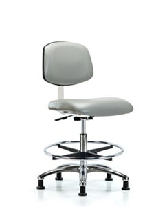 Neta ECOM Clean Room Vinyl Medium Bench Height Chair - Chrome Base