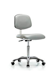 Neta ECOM Clean Room Vinyl Medium Bench Height Chair - Chrome Base