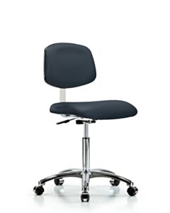 Neta ECOM Clean Room Vinyl Medium Bench Height Chair - Chrome Base