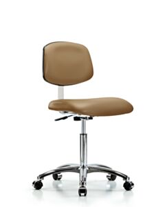 Neta ECOM Clean Room Vinyl Medium Bench Height Chair - Chrome Base