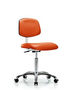 Neta ECOM Clean Room Vinyl Medium Bench Height Chair - Chrome Base