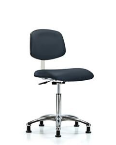 Neta ECOM Clean Room Vinyl Medium Bench Height Chair - Chrome Base