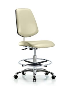 Neta ECOM Clean Room Vinyl Medium Bench Height Chair - Medium Back