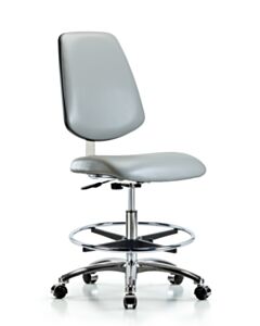 Neta ECOM Clean Room Vinyl Medium Bench Height Chair - Medium Back