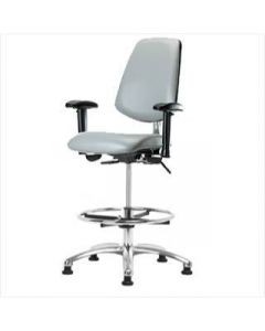 Neta ECOM Clean Room Vinyl High Bench Height Chair - Medium Back