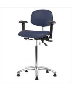 Neta ECOM Clean Room Vinyl Medium Bench Height Chair - Chrome Base