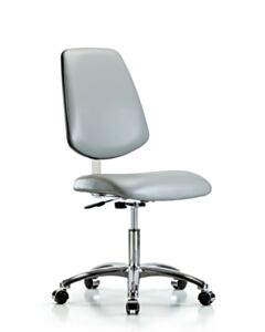 Neta ECOM Clean Room Vinyl Desk Height Chair - Medium Back Chrome