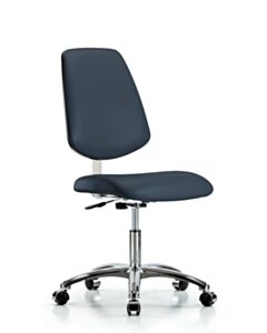 Neta ECOM Clean Room Vinyl Desk Height Chair - Medium Back Chrome