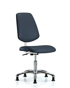 Neta ECOM Clean Room Vinyl Desk Height Chair - Medium Back Chrome