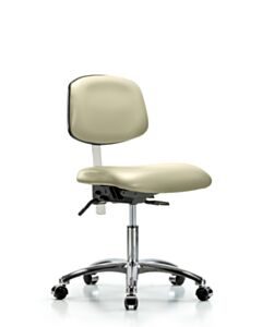 Neta ECOM Clean Room Vinyl Desk Height Chair - Chrome Base Chrome