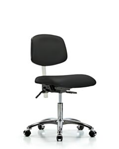 Neta ECOM Clean Room Vinyl Desk Height Chair - Chrome Base Chrome